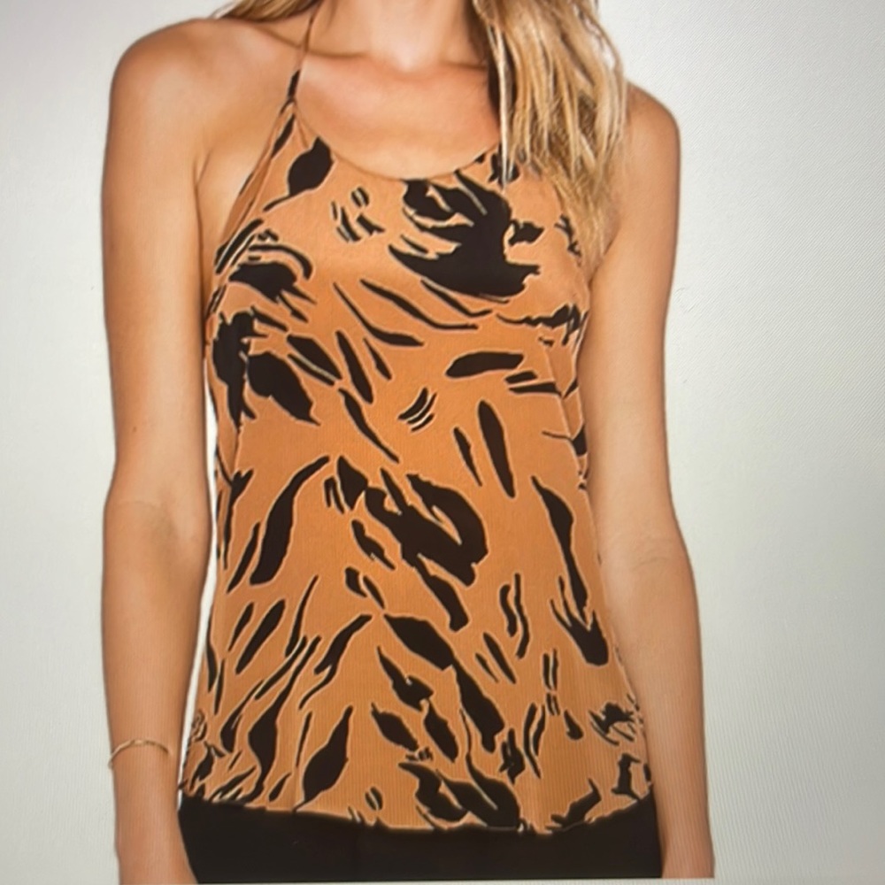 NWT Rory Beca ‘Mama Tank’ in ‘Harlem’ brown and black animal print silk top sz S
